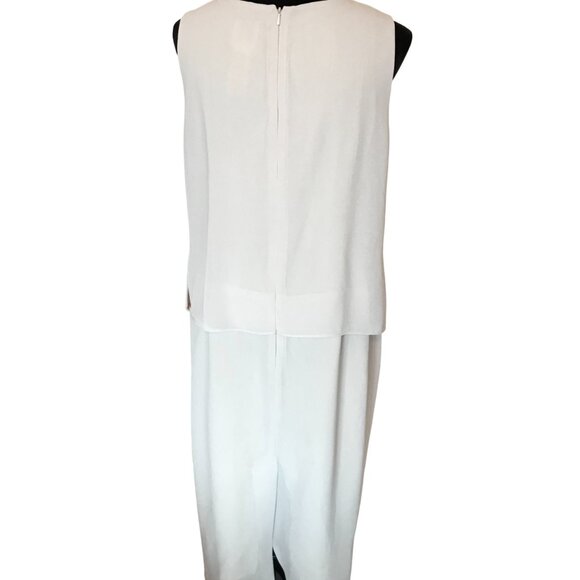 R&M Richards Karen Kwong 70s Floral Leaf Embroidered Cream Blouson Dress Size 12 - Picture 6 of 16